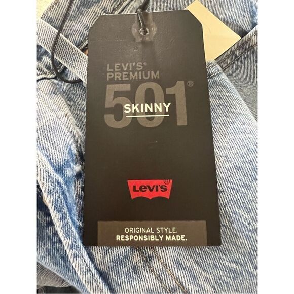 Levi's Women's Blue 501 High-Rise Skinny Jeans in Tango Light Size 30x28 NWT - Picture 6 of 7